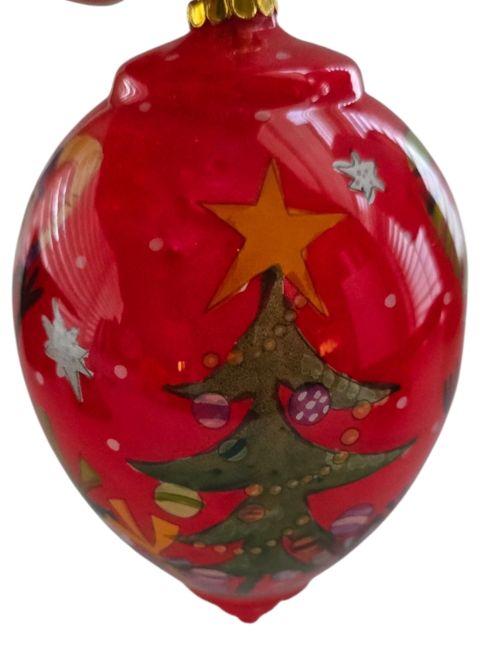 Pier 1 Hand Painted Glass Christmas Ornament – Snowman Holiday Red Vintage Decor - Picture 4 of 9